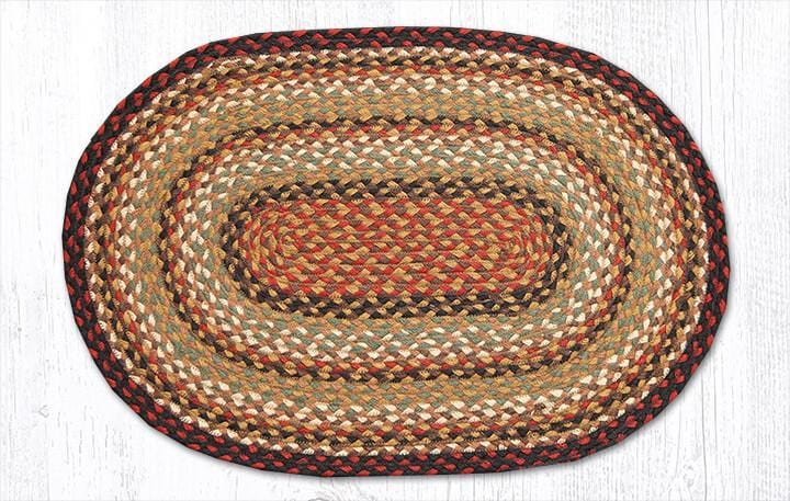 C-319 Burgundy, Mustard, & Ivory Braided Rug - Oval - Ozark Cabin Décor, LLC