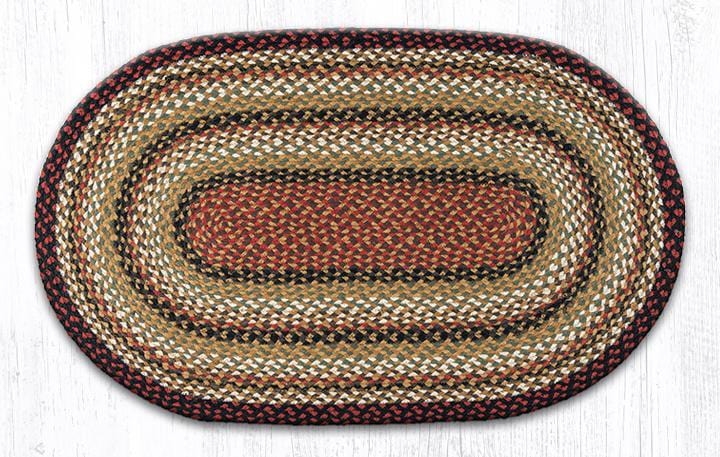 C-319 Burgundy, Mustard, & Ivory Braided Rug - Oval - Ozark Cabin Décor, LLC