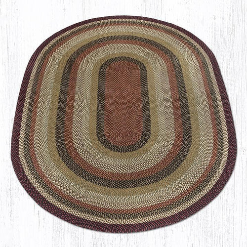 C-319 Burgundy, Mustard, & Ivory Braided Rug - Oval - Ozark Cabin Décor, LLC