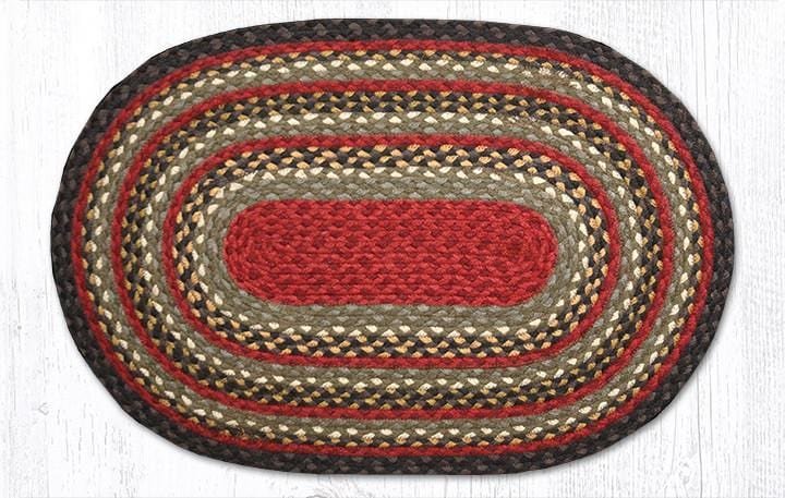 C-338 Burgundy, Olive, & Charcoal Braided Rug - Oval - Ozark Cabin Décor, LLC