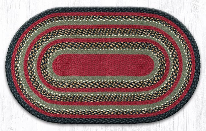 C-338 Burgundy, Olive, & Charcoal Braided Rug - Oval - Ozark Cabin Décor, LLC