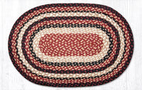 C-344 Burgundy, Black, & Tan Braided Rug - Oval - Ozark Cabin Décor, LLC