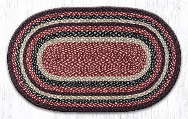 C-344 Burgundy, Black, & Tan Braided Rug - Oval - Ozark Cabin Décor, LLC