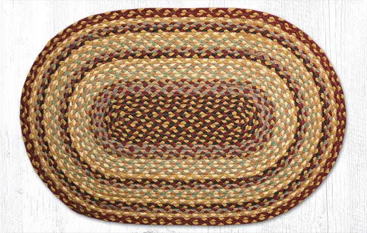 C-357 Burgundy, Gray, & Cream Braided Rug - Oval - Ozark Cabin Décor, LLC