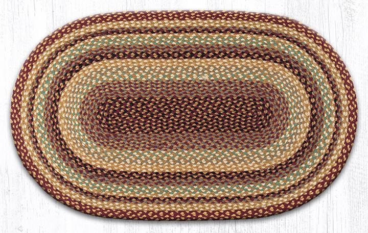 C-357 Burgundy, Gray, & Cream Braided Rug - Oval - Ozark Cabin Décor, LLC