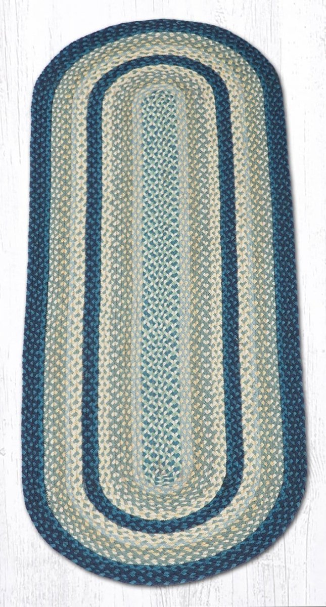 C-362 Breezy Blue, Taupe, & Ivory Braided Rug - Oval - Ozark Cabin Décor, LLC