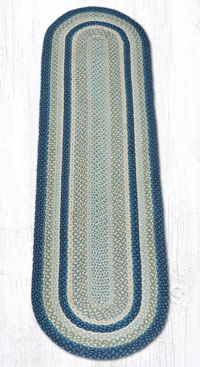 C-362 Breezy Blue, Taupe, & Ivory Braided Rug - Oval - Ozark Cabin Décor, LLC