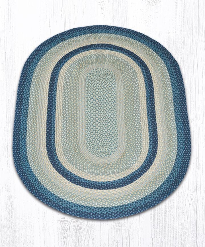 C-362 Breezy Blue, Taupe, & Ivory Braided Rug - Oval - Ozark Cabin Décor, LLC