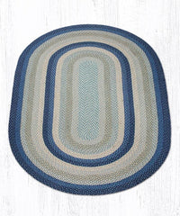 C-362 Breezy Blue, Taupe, & Ivory Braided Rug - Oval - Ozark Cabin Décor, LLC