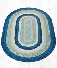 C-362 Breezy Blue, Taupe, & Ivory Braided Rug - Oval - Ozark Cabin Décor, LLC