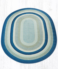 C-362 Breezy Blue, Taupe, & Ivory Braided Rug - Oval - Ozark Cabin Décor, LLC