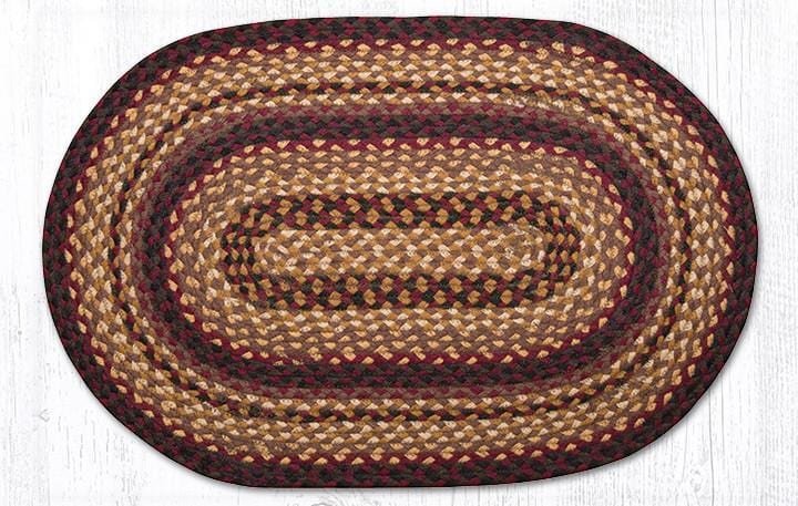 C-371 Black Cherry, Chocolate, & Cream Braided Rug - Oval - Ozark Cabin Décor, LLC