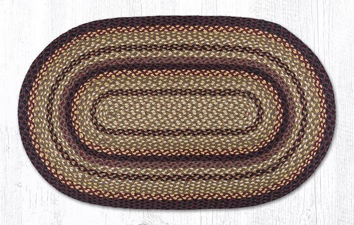 C-371 Black Cherry, Chocolate, & Cream Braided Rug - Oval - Ozark Cabin Décor, LLC