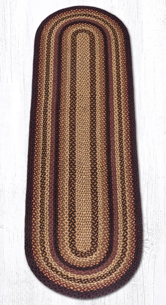 C-371 Black Cherry, Chocolate, & Cream Braided Rug - Oval - Ozark Cabin Décor, LLC