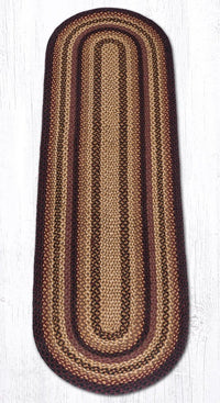 C-371 Black Cherry, Chocolate, & Cream Braided Rug - Oval - Ozark Cabin Décor, LLC