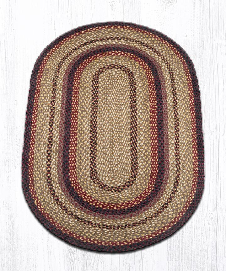 C-371 Black Cherry, Chocolate, & Cream Braided Rug - Oval - Ozark Cabin Décor, LLC