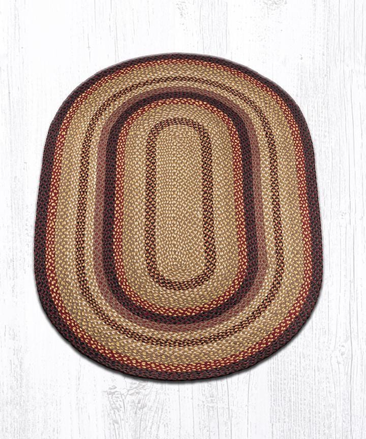 C-371 Black Cherry, Chocolate, & Cream Braided Rug - Oval - Ozark Cabin Décor, LLC