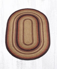 C-371 Black Cherry, Chocolate, & Cream Braided Rug - Oval - Ozark Cabin Décor, LLC
