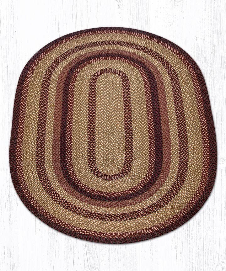 C-371 Black Cherry, Chocolate, & Cream Braided Rug - Oval - Ozark Cabin Décor, LLC