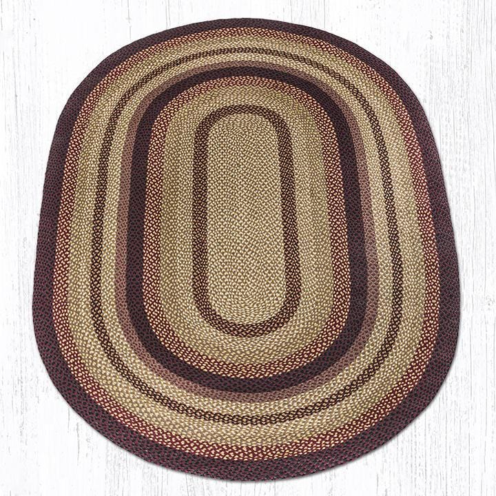 C-371 Black Cherry, Chocolate, & Cream Braided Rug - Oval - Ozark Cabin Décor, LLC