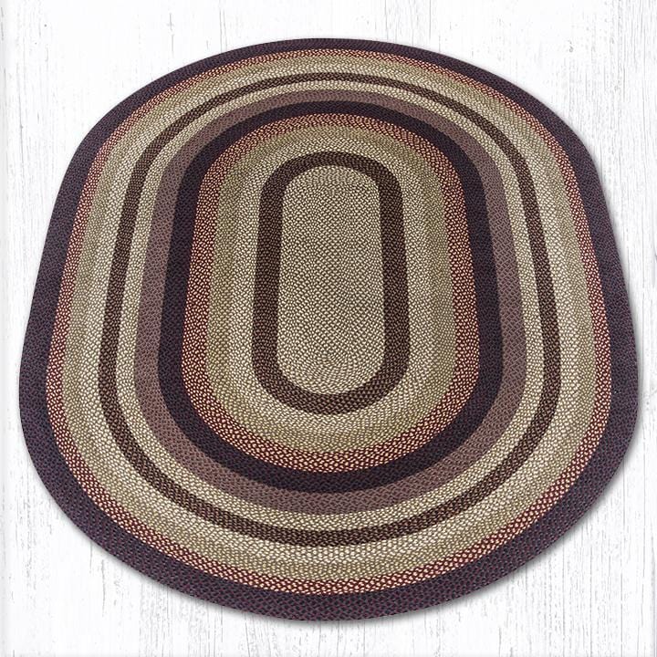 C-371 Black Cherry, Chocolate, & Cream Braided Rug - Oval - Ozark Cabin Décor, LLC