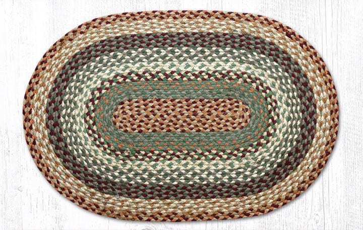 C-413 Buttermilk & Cranberry Braided Rug - Oval - Ozark Cabin Décor, LLC