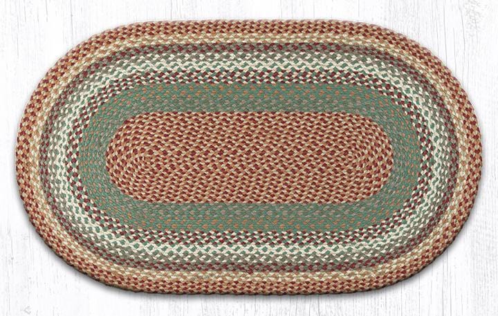 C-413 Buttermilk & Cranberry Braided Rug - Oval - Ozark Cabin Décor, LLC