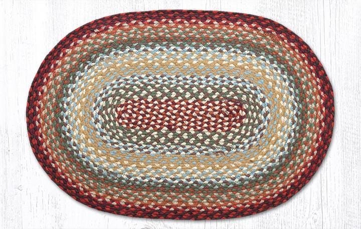 C-417 Thistle Green & Country Red Braided Rug - Oval - Ozark Cabin Décor, LLC