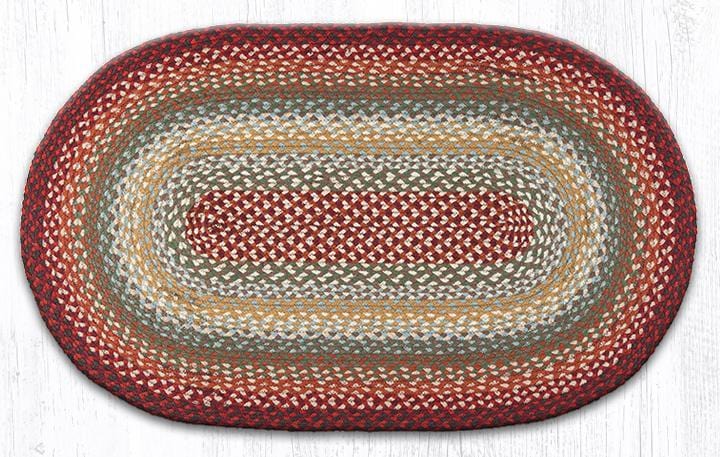 C-417 Thistle Green & Country Red Braided Rug - Oval - Ozark Cabin Décor, LLC