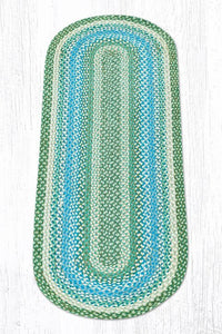 C-419 Sage, Ivory, & Settlers Blue Braided Rug - Oval - Ozark Cabin Décor, LLC