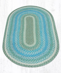 C-419 Sage, Ivory, & Settlers Blue Braided Rug - Oval - Ozark Cabin Décor, LLC