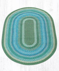 C-419 Sage, Ivory, & Settlers Blue Braided Rug - Oval - Ozark Cabin Décor, LLC