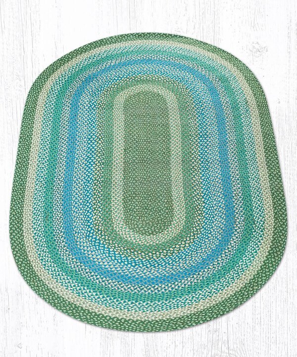 C-419 Sage, Ivory, & Settlers Blue Braided Rug - Oval - Ozark Cabin Décor, LLC