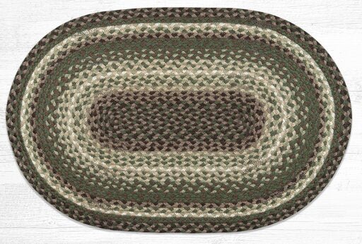 C-786 Taupe, Dark Brown, & Cactus Braided Rug - Oval - Ozark Cabin Décor, LLC