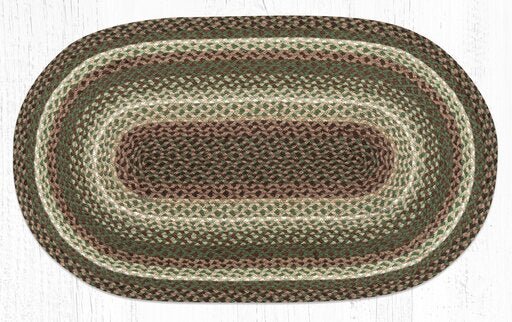 C-786 Taupe, Dark Brown, & Cactus Braided Rug - Oval - Ozark Cabin Décor, LLC