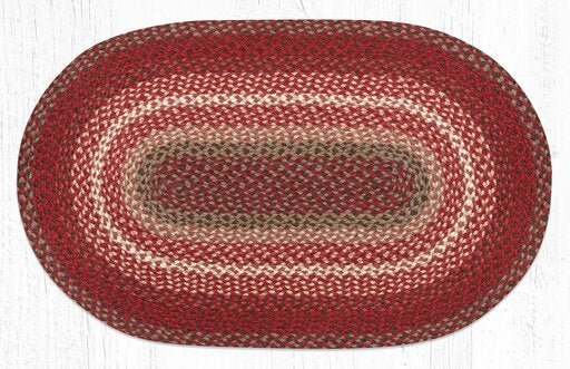 C-789 Taupe, Chestnut, and Chili Pepper Braided Rug - Oval - Ozark Cabin Décor, LLC