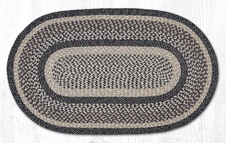 C-9-093 Black and Tan Braided Rug - Oval - Ozark Cabin Décor, LLC