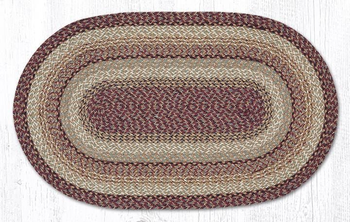 C-9-095 Burgundy Braided Rug - Oval - Ozark Cabin Décor, LLC