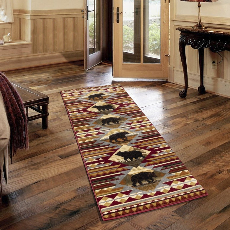  Cabin Style Area Rug, 3x4ft, Rustic Western Country Carpet,  Cabin Nature and Animals Area Rug, Small Boat Recreational Fishing Non-Slip  Carpet, Lodge Native Design Bedroom Living Room Decoration : Home 