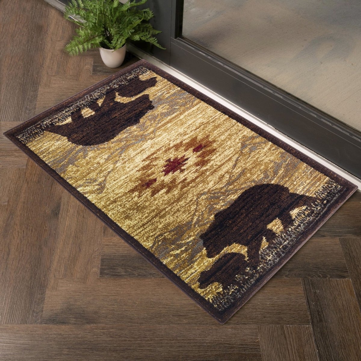 Tribal Bear Cabin 2'x3' Accent Rug - Ozark Cabin Décor, LLC