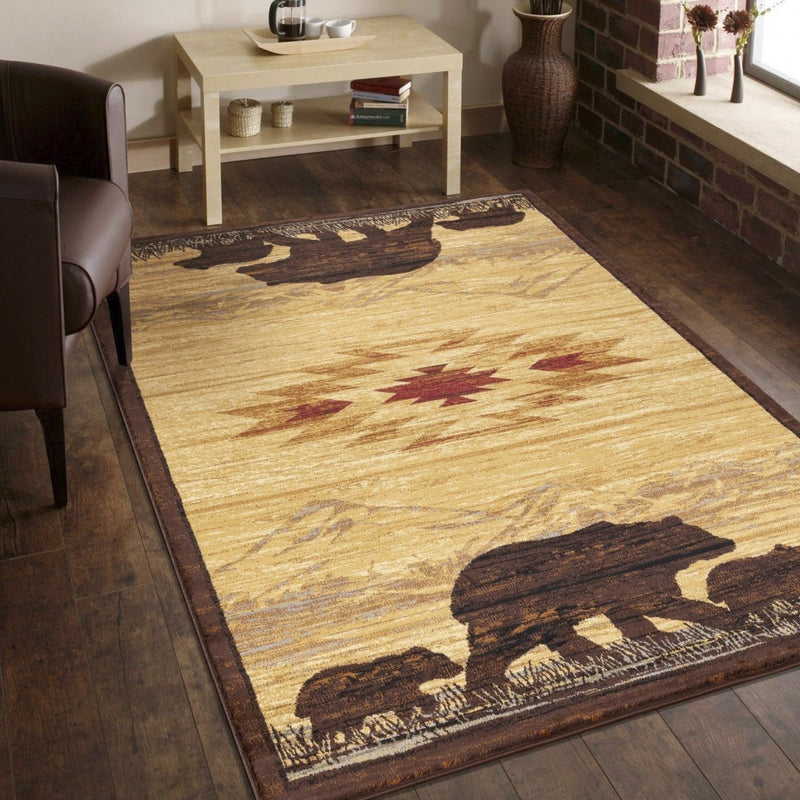 Tribal Bear Cabin 5'x7' Area Rug - Ozark Cabin Décor, LLC