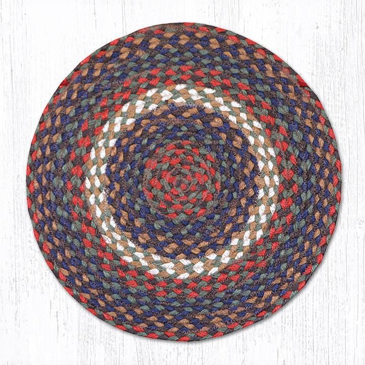 Rustic Burgundy and Gray Round Braided Natural Jute Chair Pad - Ozark Cabin Décor, LLC