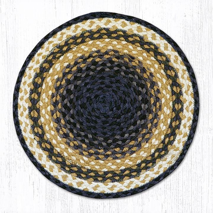 CH-079 Rustic Light/Dark Blue & Mustard Chair Pad - Ozark Cabin Décor, LLC