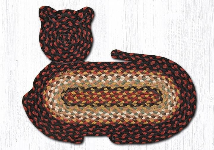 CT-319 Burgundy, Mustard, & Ivory Cat Rug - Ozark Cabin Décor, LLC