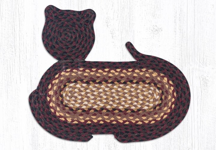 CT-371 Black Cherry, Chocolate, & Cream Cat Rug - Ozark Cabin Décor, LLC