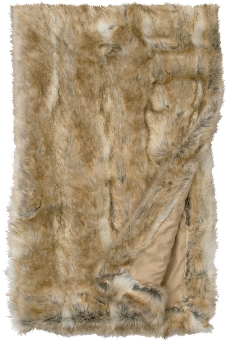 WD90210 Wooded River Canadian Stone Fox Faux Fur Throw - Ozark Cabin Décor, LLC