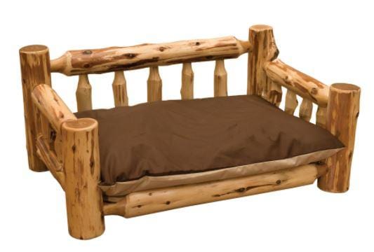 10160 Fireside Lodge Handcrafted Natural Cedar Log Large Dog Bed w/Mattress