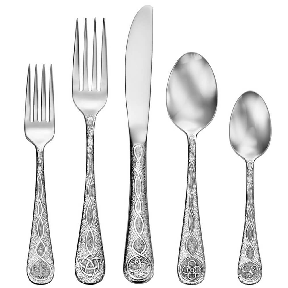 Celtic Stainless Steel Flatware Sets - 20, 40, 45, 60, 65 Pc.