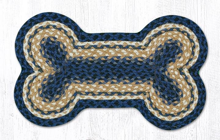 DB-079 Light & Dark Blue and Mustard Dog Bone Rug - Ozark Cabin Décor, LLC