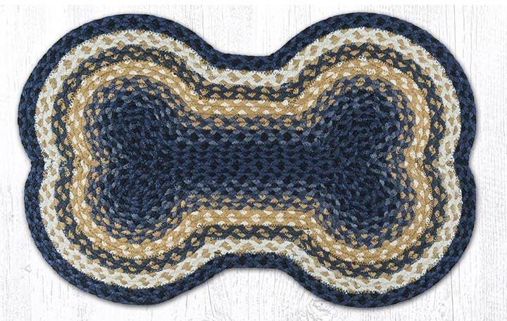 DB-079 Light & Dark Blue and Mustard Dog Bone Rug - Ozark Cabin Décor, LLC